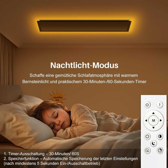 Painel LED de Teto 100×25cm Dimmável com Comando – 36 W, 3600 lm, Novo
