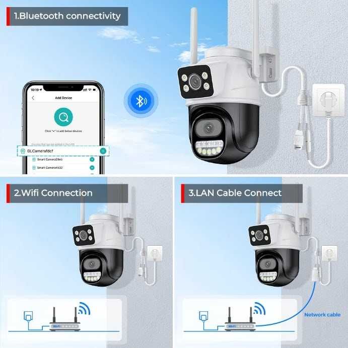 Уличная поворотная камера A33B 8MP с двойным экраном Wifi Ai iCSee