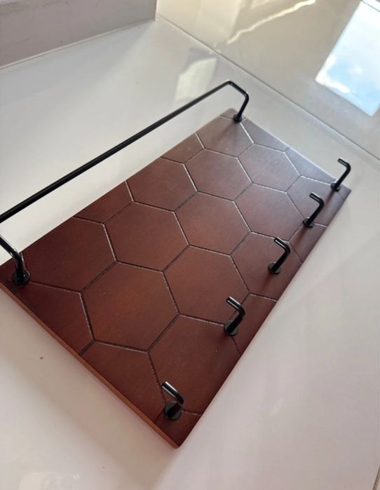 Wieszak uchwyt organizer na klucze okulary drewniany brąz metal