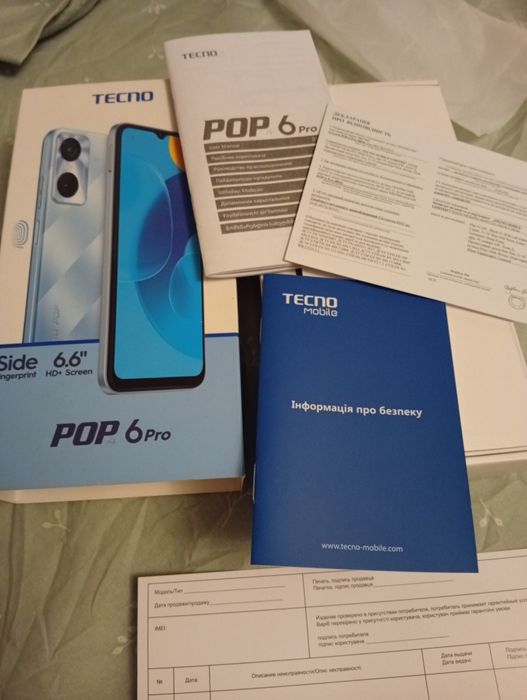Продам телефон Техно поп6 про