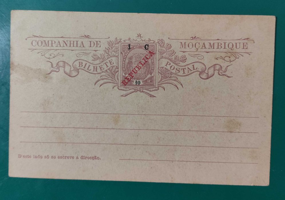 Inteiro postal - 1916 Companhia de Moçambique 1 centavo sobre 10 reis