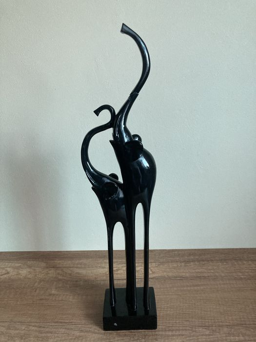 dwa wysokie czarne słonie, 46,5 cm, figurka