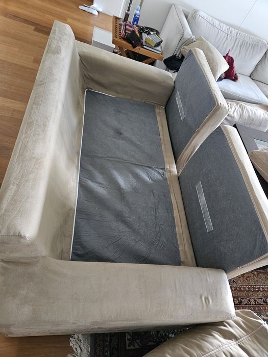 Sofa em tecido " alcantara" bege 190cmx97cm