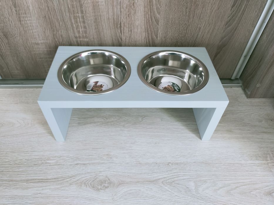 bufet bar stojak z miskami dla psa kota