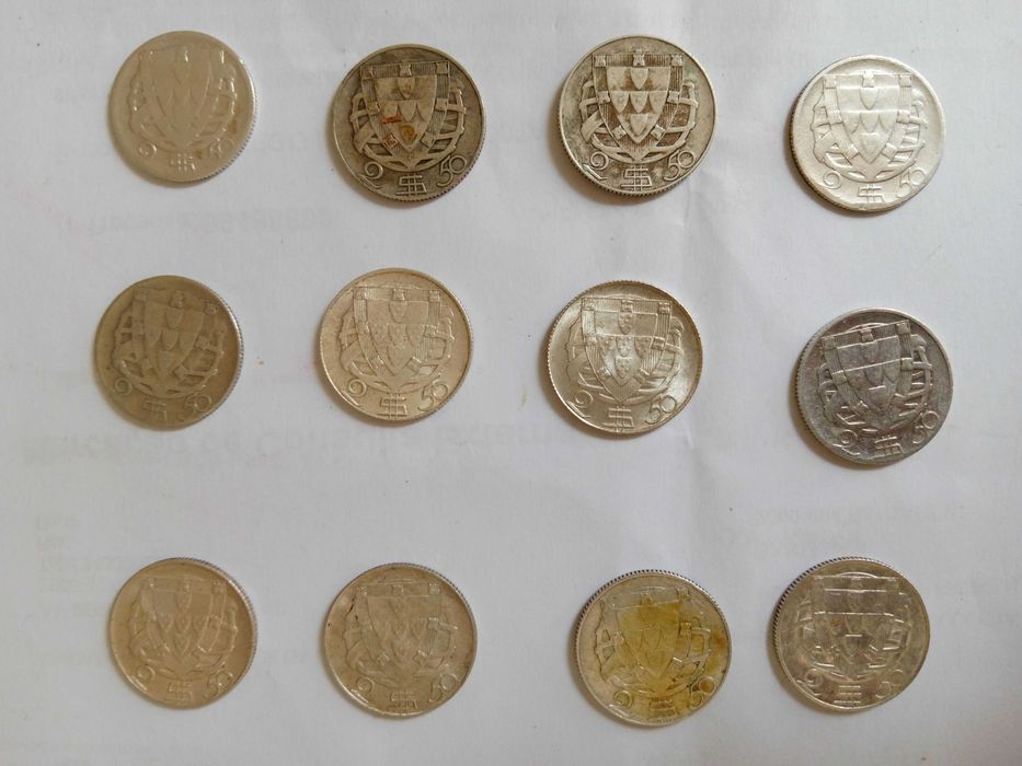 lote moedas 2,5 escudos de 1932 a 1951, incluindo a de 1937.