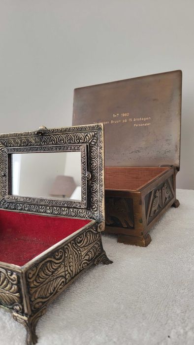 Mosìężne stare cięzkie szkatułki