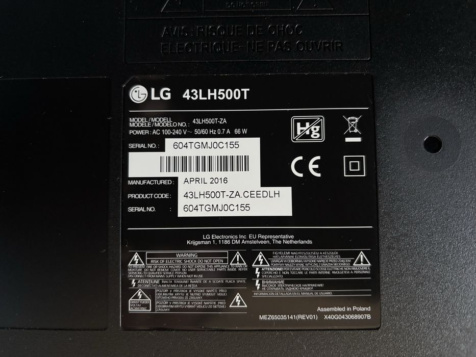 Telewizor LG 43LH500T + dekoder Ferguson Ariva T760i