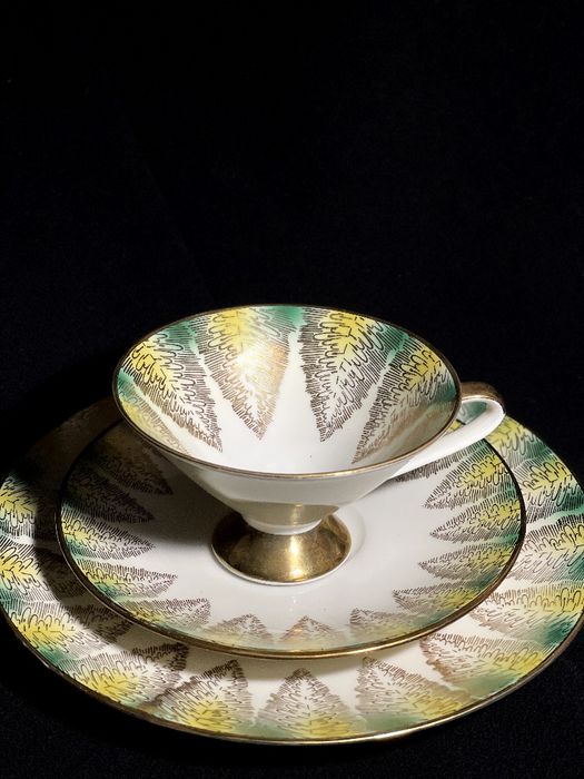 Чайная тройка позолота розовая роза Winterling Бавария Германия