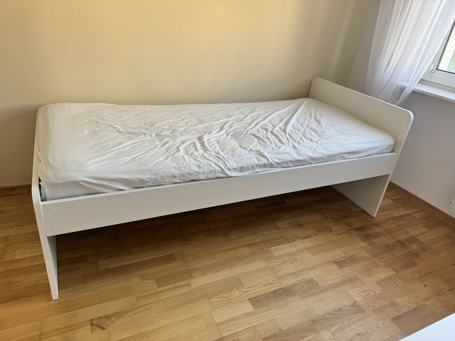 Łóżko biale 1 osobowe Ikea Slakt