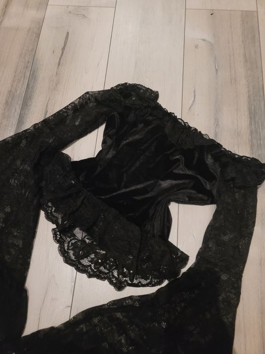 Nowa czarna aksamitna gotycka gorsetowa bluzka  Alternativ