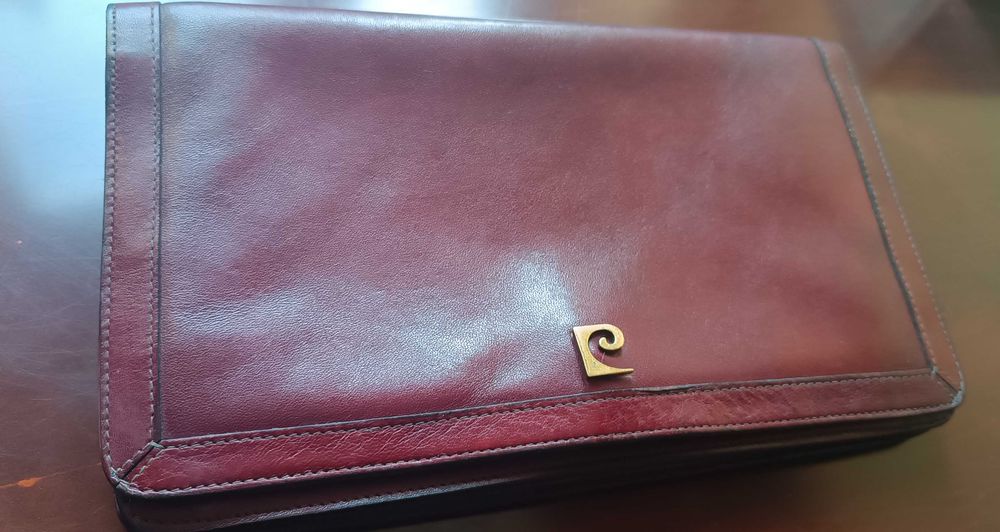 Kopertówka Pierre Cardin Vintage Bordowa Skórzana