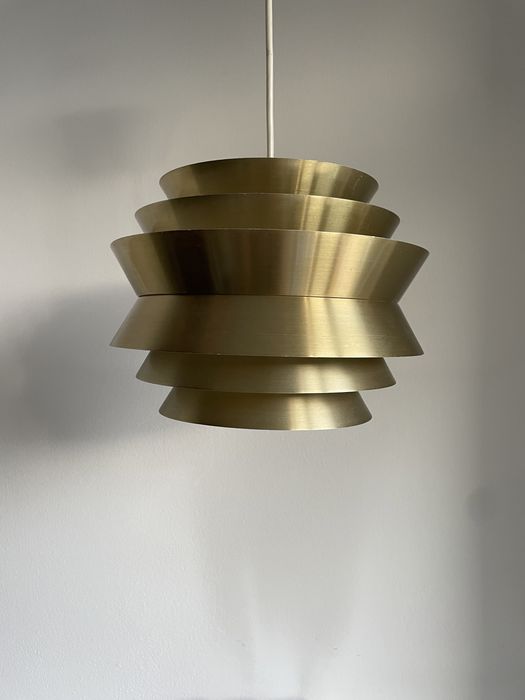 Szwedzka złota lampa „Trava”vintage, lata 60