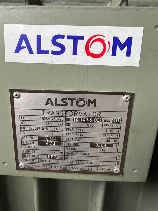 Transformator transformatory olejowe 250 kVA 15/0,4