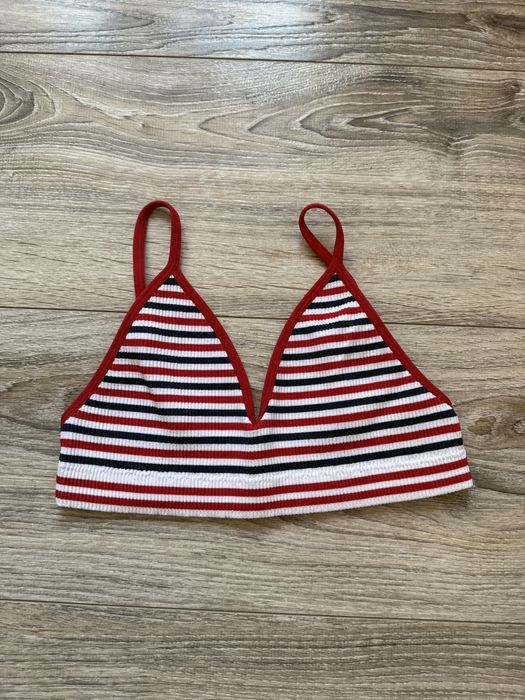 Top Dunnes paski czerwony granatowy