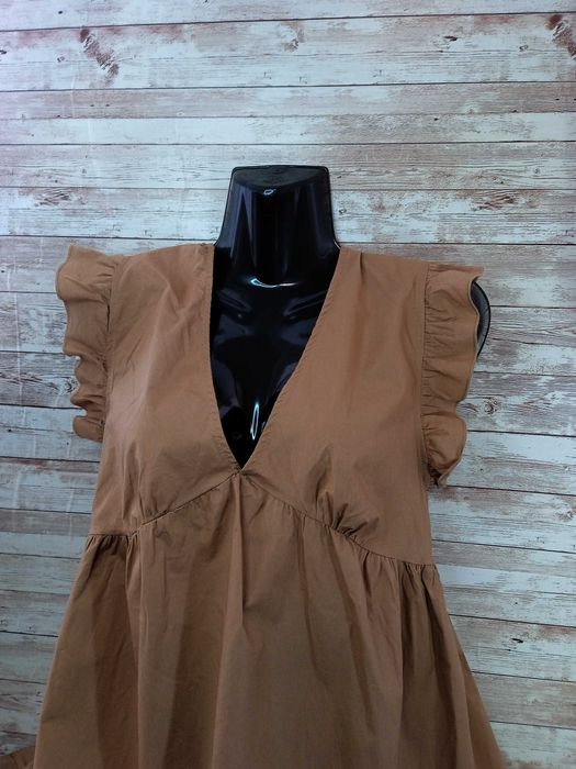 Сукня Boohoo котон коричнева з воланами Розмір L - XL
