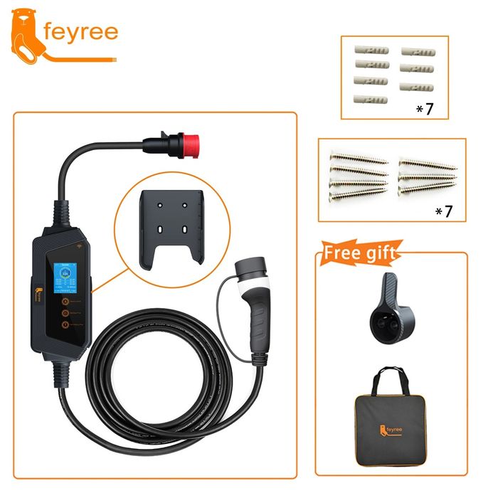 Зарядний пристрій Feyree 22 кВт 32А 3 фази wallbox Type 2 Wi-Fi APP IP66 CEE 32A 5м для електромобілів Tesla Nissan VW Hyundai Kia