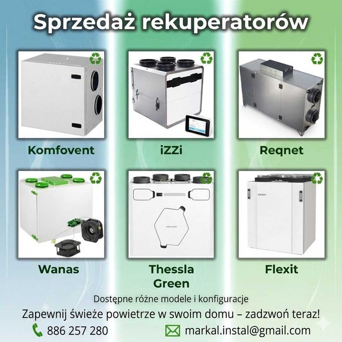 Rekuperator Wanas, Thessla green, Komfovent, Vallox, Prana, Flexit,