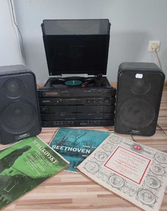 Sharp cms-n45 gramofon +głośniki+ plyty