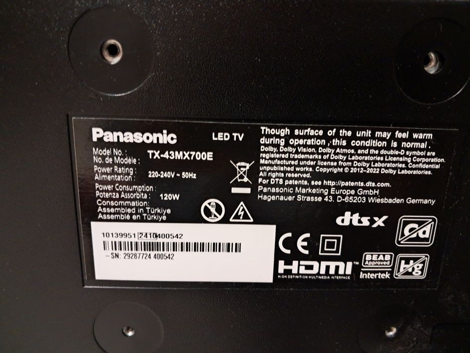 Telewizor LED Panasonic TX-43MX700E 43 cale 4K UHD
Telewizor Panasonic