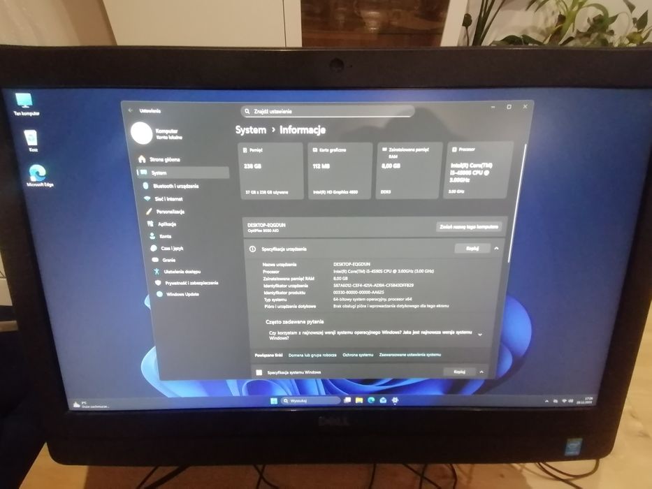 Komputer Dell OptiPlex 9030 AIO – Windows 11 profesor Intel Core  – i5