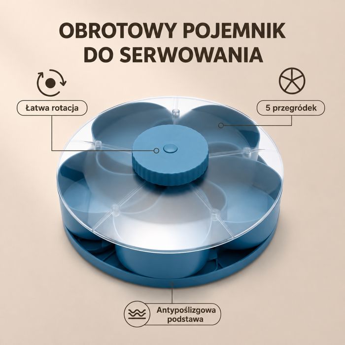 Taca do serwowania przekąsek Eviro SERVELLO obrotowa zamykana