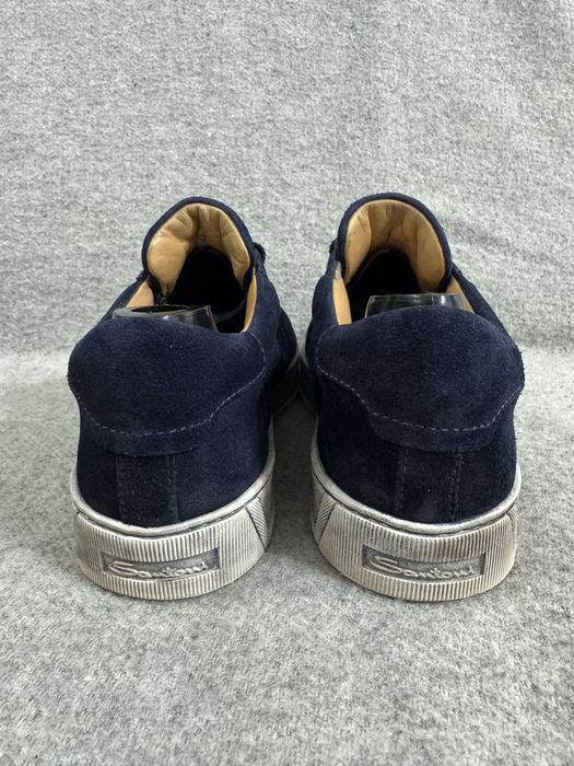 Santoni Navy Suede Low Top Sneakers Italy size 7 41 zamszowe sneakersy granatowe