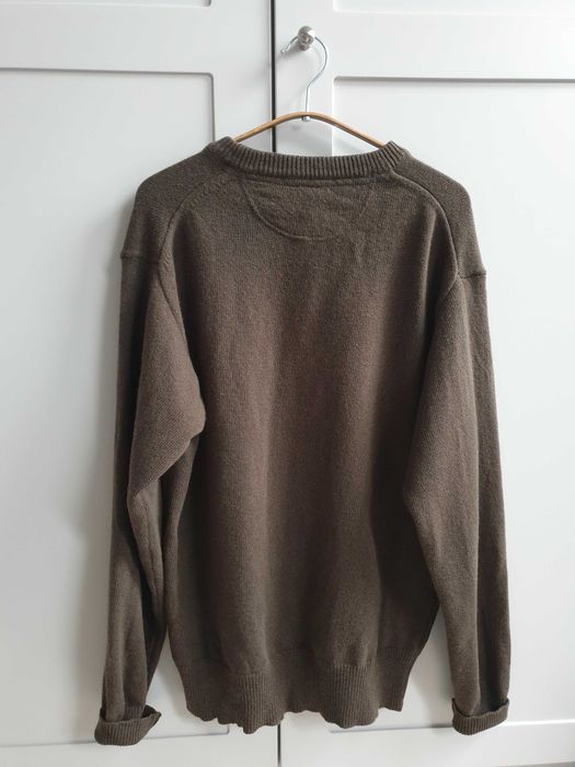 Zielony khaki sweter Citta do Milano wełniany wełna jagnięca L
