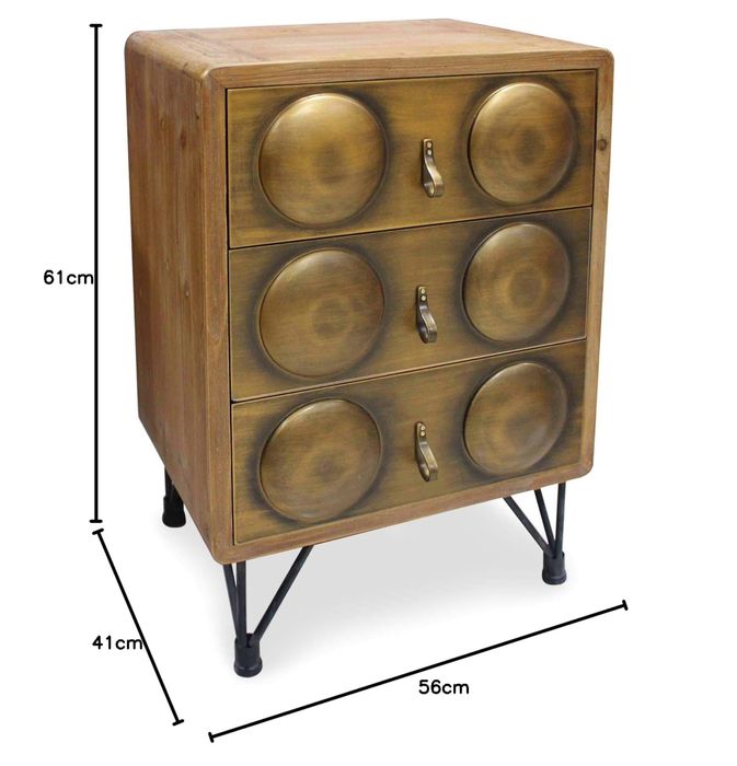Mennzo Stylowa szafka nocna / komoda vintage – drewno + metal