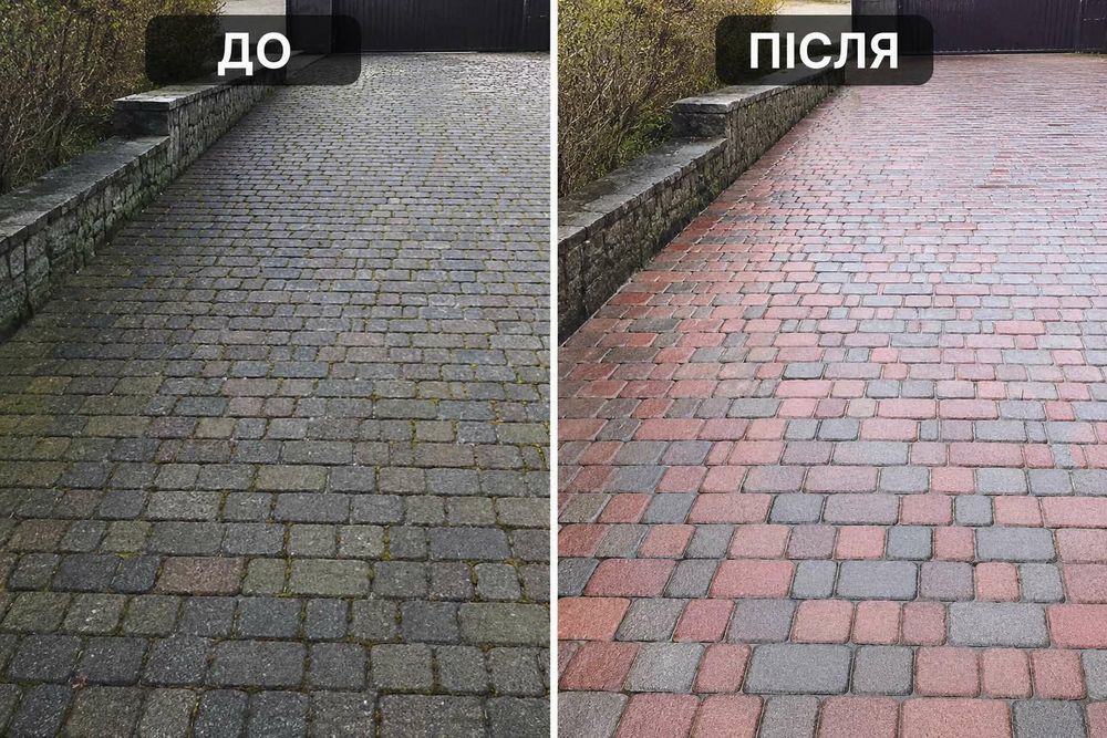 Миття бруківки фасаду даху