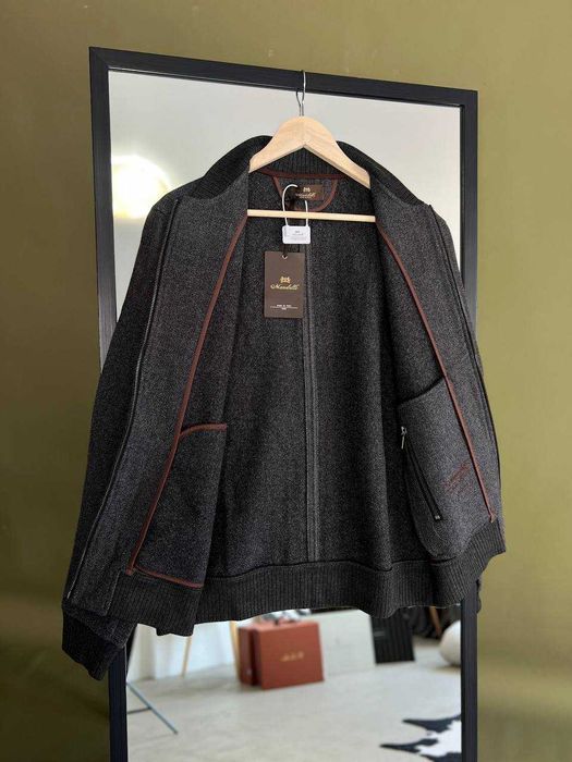 Мужская кашемировая куртка Mandelli серый бомбер v111