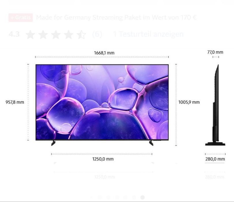 Новий телевізор Samsung GU75U8079FU 2025р з Німеччини