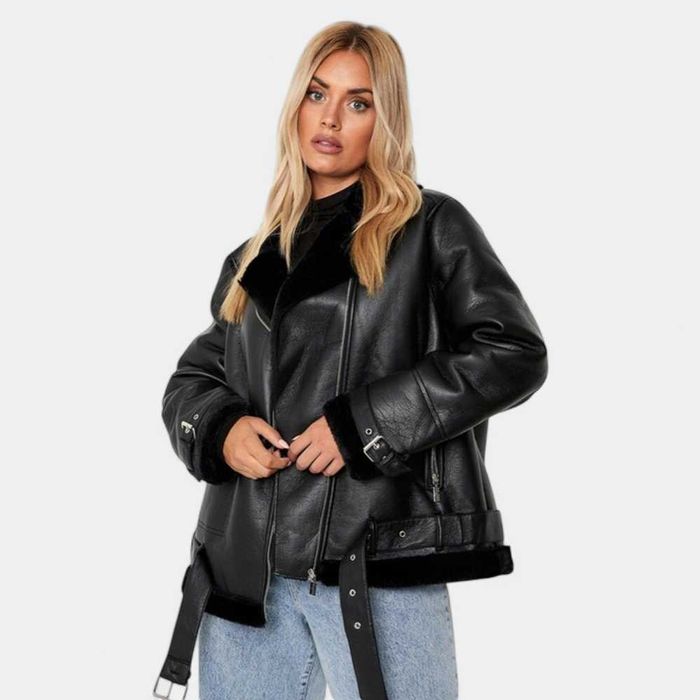 Зимняя дублёнка авиатор на меху