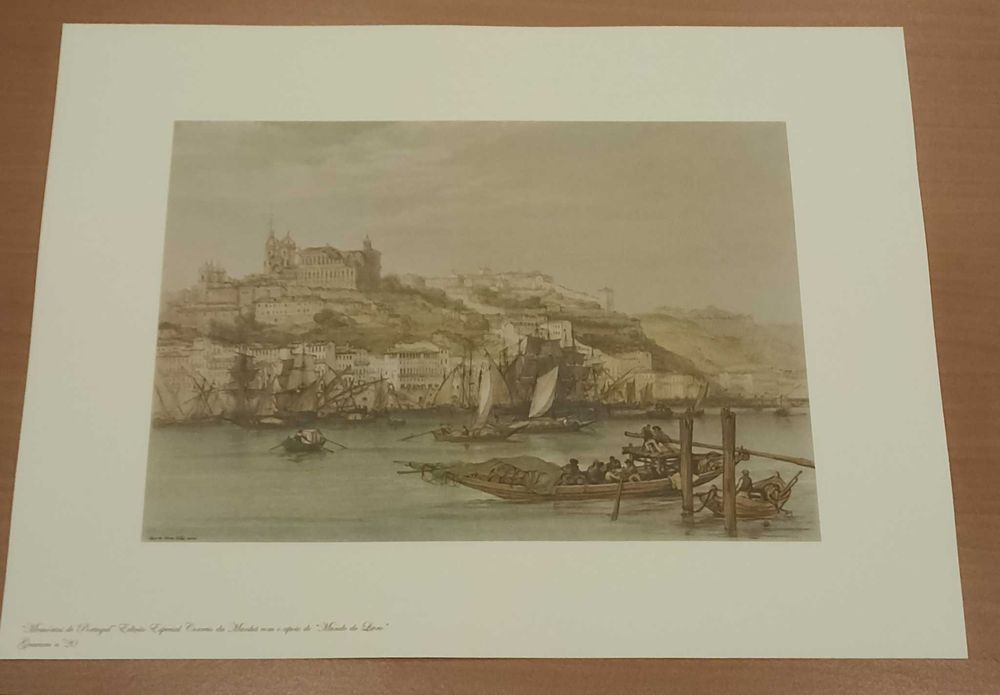 Litografias com paisagens de Portugal e mapas de Portugal inícios XIX