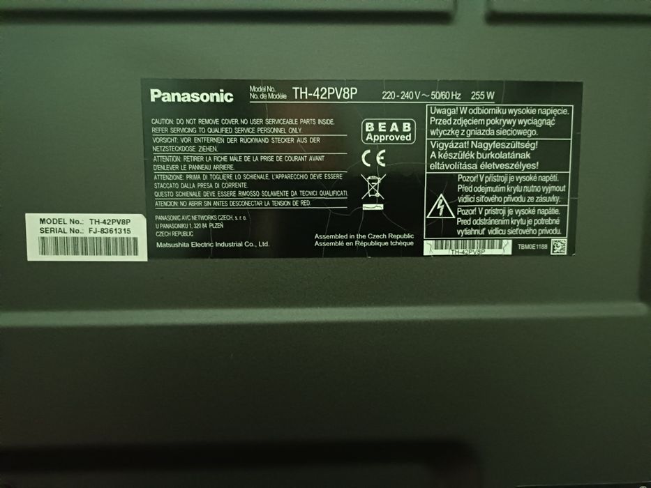 Używany Telewizor Plazmowy Panasonic TH-42PV8P+Pilot
