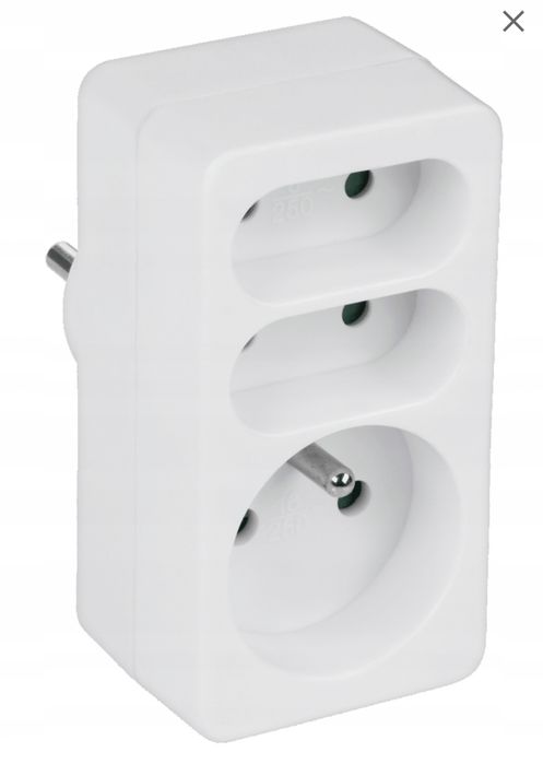 Rozgaleznik sieciowy z uziemieniem bialy