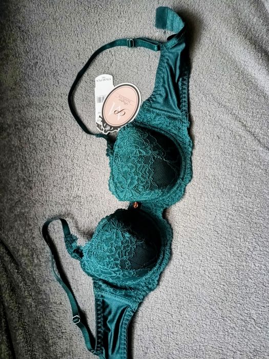 NOWA CENA Zmysłowy komplet bielizny 70C butelkowa zieleń