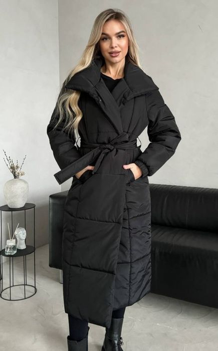 Довге тепле пальто  евро зима