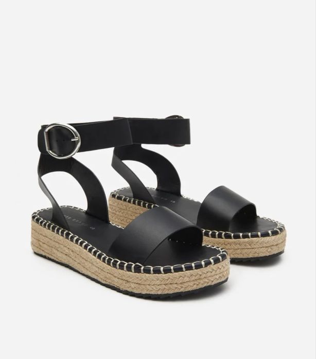 Плетеные босоножки сандали на мини танкетке в стиле zara