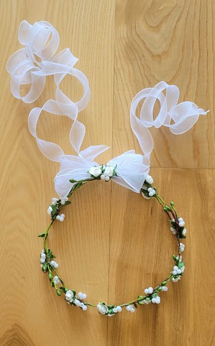 Alba komunijna, dziewczęca + wianek - torebka z rękawiczkami