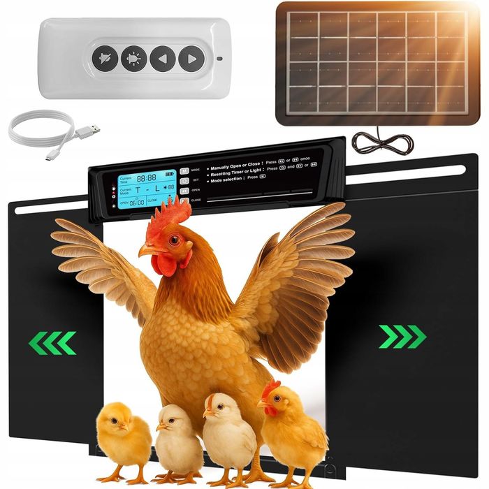 Drzwi Do Kurnika Automatyczne Solarne Xl Z Timerem Blokada Przytrzaśnięcia