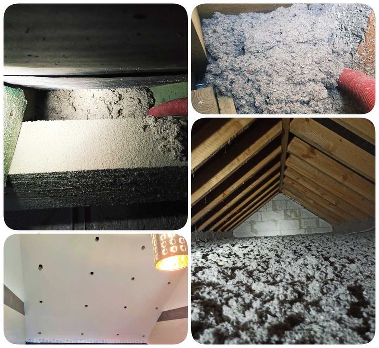 Ocieplenie poddasza celulozą i pianą PUR. Termowizja.