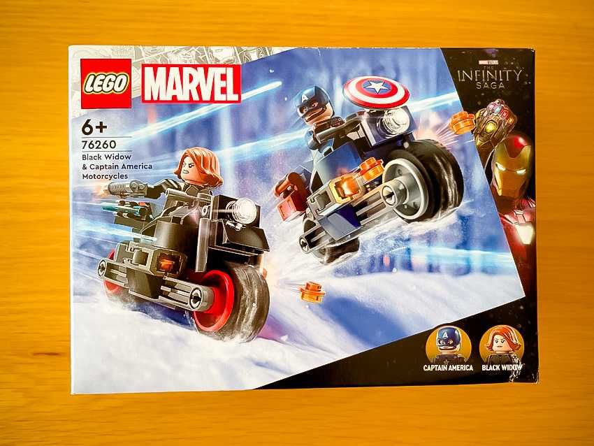 76260 LEGO Age Ultron Black Widow Captain America Motorcycles (novo)