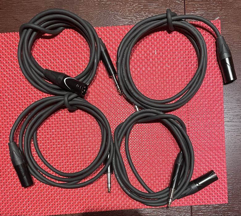 Zestaw 4 kabli XLR m - jack - symetryczne - 2 m