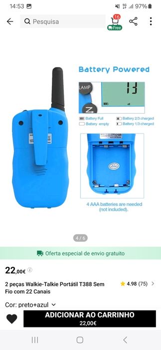 Walkie Tokie 2 peças