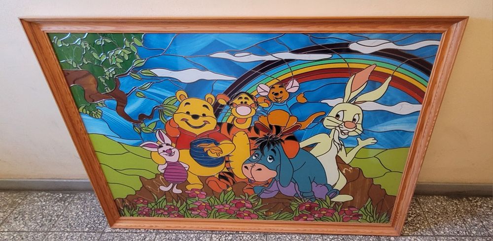 Super obraz na szkle a'la witraż (160x110x3.5)cm Kubuś Puchatek
