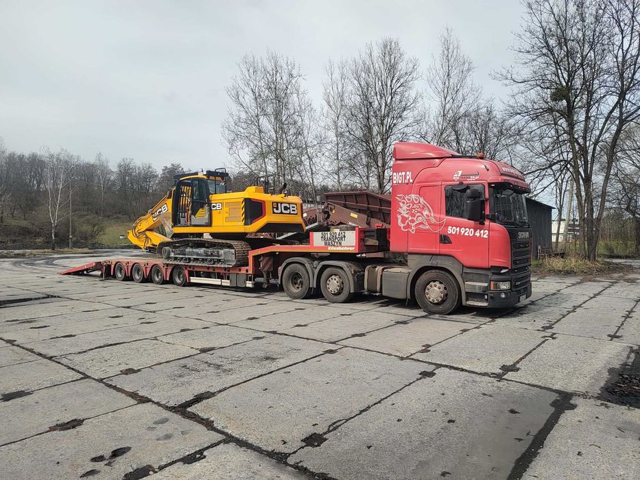 Transport maszyn, laweta niskopodwoziowa, przerzuty maszyn podczołgówa