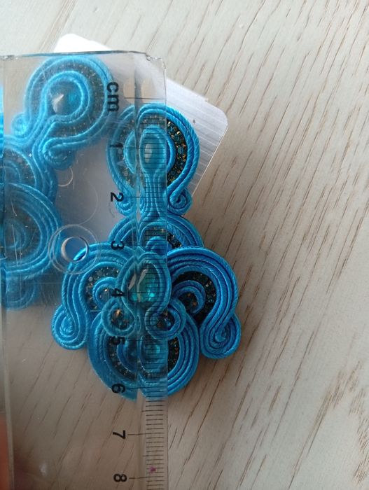 Turkusowe Niebieskie kolczyki Sutasz nowe handmade