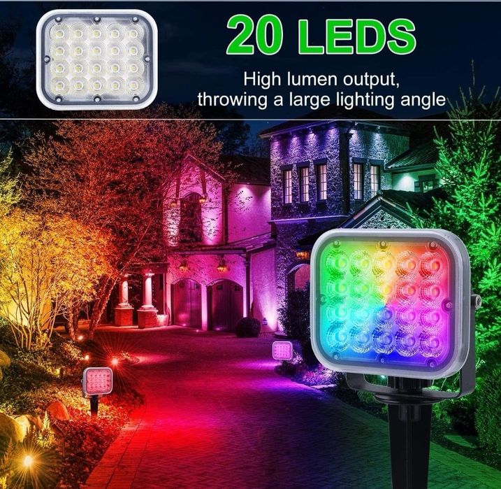 Zewnętrzny reflektor LED RGB BOSITE  reflektor ogrodowy RGB 2 szt