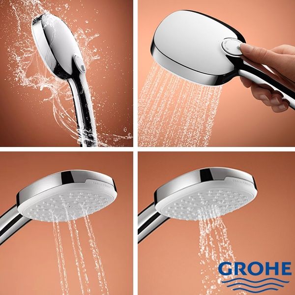 Ручной душ Grohe Tempesta Cube 2 и 3  режима , Hansgrohe Kludi