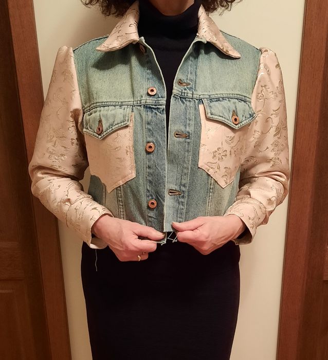 Kurtka jeansowa z brokatem handmade #upcycling